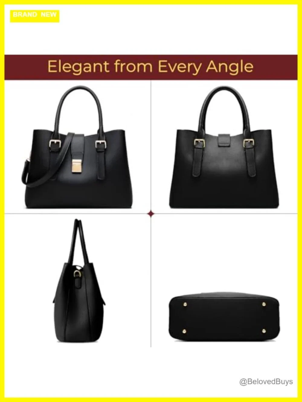 Vegan Leather Tote Handbag Medium Top Handle Purse
